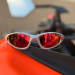 Gafas deportivas para moto, lente espejado rojo