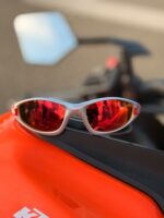 Gafas deportivas para moto, lente espejado rojo